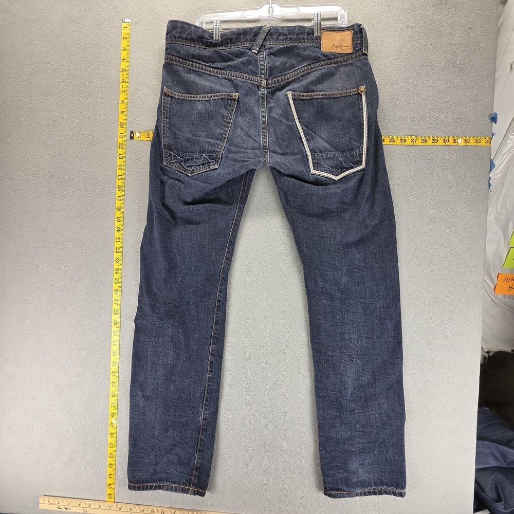 Selvedge Jeans Mens 33x34 Blue Pepe Crunch DLX Button Fly Regular Straight - Picture 2 of 16